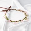 KorViSHOW Flower Crown for Women Girls - Handmade Fairy Wreath Garland Bridal Wedding Headpieces Renaissance Diy Halloween Maternity Shoot Vacation Photography Props Shower Deep Pink