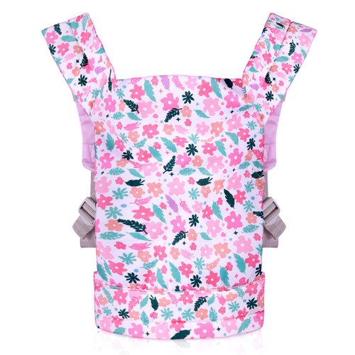 Baby Doll Carrier Accessories Front and Back with Floral Pattern for 17-22 Inch Baby Dolls, Adjustable Straps, Kid Toddlers Toy Baby Doll Carriers
