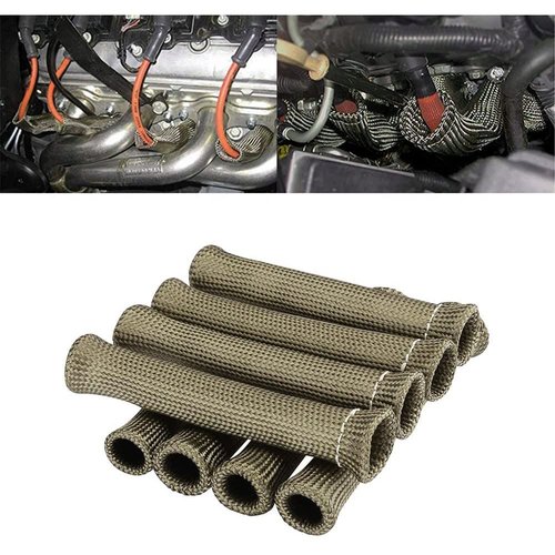 Ummickl Spark Plug Wire Heat Shield 8pcs 2500° Spark Plug Heat Shield Sleeve Spark Plug Boot Protector Spark Plug Covers For LS1/LS2 (Titanium)