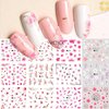 Cherry Blossoms Nail Art Stickers, Holographic Flowers Nail Water Transfer Decals Design, Pink Floral Nail Sticker Acrylic Supplies for Women Manicure Charms Decorations, DIY Resin Nail Decal Tattoo