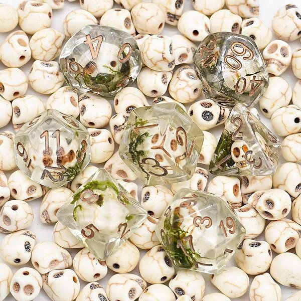 UDIXI 7-Die DND Dice Set, Polyhedral Dice Set for Dungeons and Dragons, D&D Skull Dice for RPG MTG Table Games, D and D Dice Set (Skull-Seaweed)
