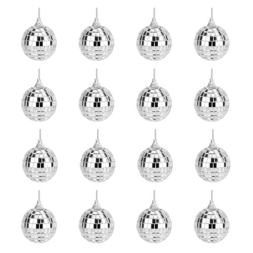 Mirror Disco Balls Set - Silver Disco Party Decoration Bright Reflective Mirror Christmas Balls Easy to Hang Suitable for Christmas, Wedding, Family Party Decoration (16)