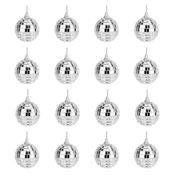 Mirror Disco Balls Set - Silver Disco Party Decoration Bright Reflective Mirror Christmas Balls Easy to Hang Suitable for Christmas, Wedding, Family Party Decoration (16)