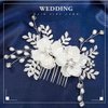 Olbye Wedding Hair Comb Rhinestone Silver Bridal Hair Pieces Flower Crystal Prom Headpiece Pearls Bride Hair Clips Bridesmaids Decorative Hair Side Combs Wedding Hair Accessories for Brides (Silver D)