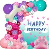 Dog Balloons Garland Arch Kit with Dog Bone Print Foil Balloons Pink Purple Turquoise Confetti Balloons for Girls Puppy Themed Birthday Baby Shower Party Decorations