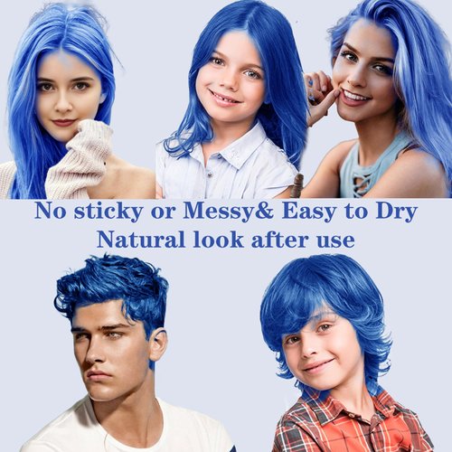COLAYERIST Blue Hair Color Wax Temporary Washable, Temporary Hair Color Dye for Kids, Hair Makeup Paint Wax for Parties or Cosplay, Hair Coloring Products No Messy (Blue)