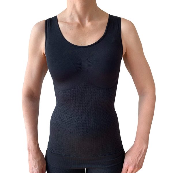 Bioflect® Compression Vest Tank Top - with Bio Ceramic Fibers and Micro-Massage Knit - for Binding, Support and Comfort - Black 3XL