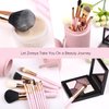 Z'OREYA Makeup Brush Set 12pcs Pink Synthetic Makeup Brushes Travel Set With Holder Makeup Brush Organizer Foundation Powder Contour Blush Eye Cosmetic Brush Sets in Case With Bonus Gift Makeup Sponge