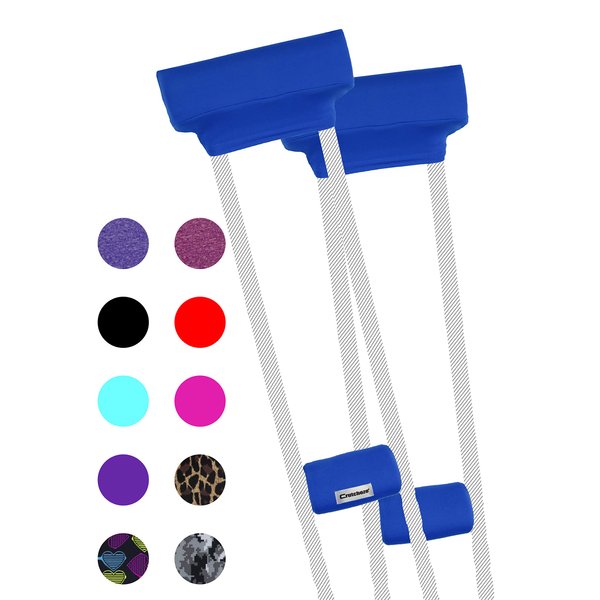 Crutcheze Premium USA Made Crutch Pad and Hand Grip Covers | Comfortable Underarm Padding Washable Breathable Moisture Wicking Orthopedic Products Accessories (Blue)