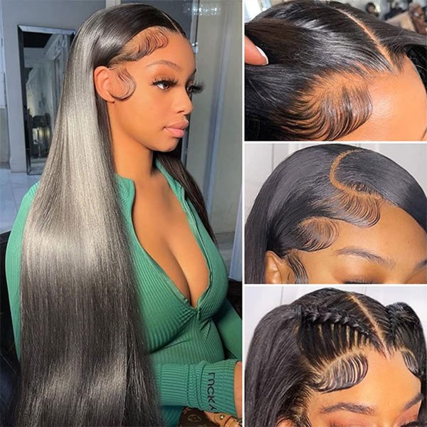 Hoacon 5x5 HD Lace Closure Wigs Human Hair Pre Plucked 5x5 HD Closure Wig for Black Women 18 Inch 5x5 Straight Lace Front Wigs Human Hair with Baby Hair 150% Density Glueless Brazilian Frontal wigs