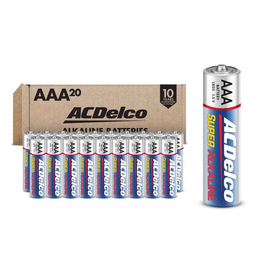 ACDelco 20-Count AAA Batteries, Super Alkaline Battery, 10-Year Shelf Life