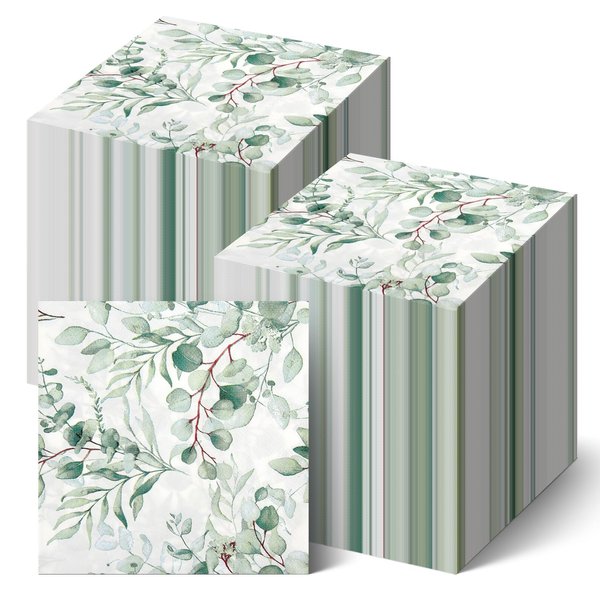 200 Pcs 3-Ply Eucalyptus Napkins, Disposable Greenery Paper Napkins, Leaf Paper Green Leaves Guest Napkins Paper for Party Supplies Table Decor, Bathroom Birthday Party and Bathroom Baby Shower Party