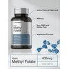 Horbäach Methyl Folate Supplement | 400 mcg | 150 Vegan Capsules | Non-GMO, Gluten Free