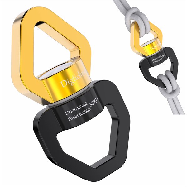 Digtichnny Swing Swivel, 35KN Safety Rotational Device, Swing Spinner for Web Tree Swing, Aerial Dance, Children's Swing, Hanging Hammock Black
