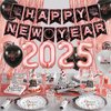 New Years Eve Party Supplies 2025 Rose Gold Happy New Year Decorations Happy New Year Banner 2025 Foil Balloons Rose Gold Fringe Curtain for Rose Gold New Year's Eve Party Supplies