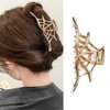 Spider Web Hair Clips Gold Metal Halloween Hair Accessories for Women Girls Playful Hollow Out Spider Web Hair Claw Clips Hairpins Strong Hold Nonslip Hair Clip for Day of the Dead Decoration 1 Pcs