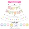 Pastel Happy Birthday Decorations for Women Girls, Macaron Happy Birthday Banner with Smiley Face Birthday Decorations, NO DIY Birthday Party Decorations with Circle Dot Happy Birthday Garland and Bunting Banner