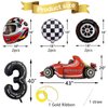 Stcomart 8 PCS Race Car Party Decorations, Black Number 3 Balloon Checkered Balloons Tire Balloons for Boys 3rd Birthday