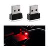 Sylvil 2 PCS USB LED Car Interior Atmosphere Lamp, Portable Mini LED Night Light, Plug-in USB Interface Trunk Ambient Lighting Kit, Universal Interior Car Accessories (Red)