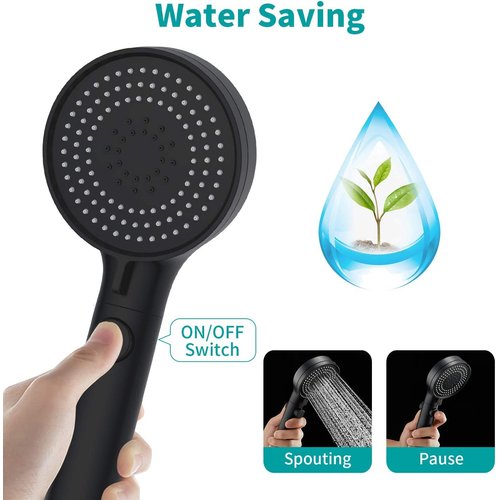 RV Shower Head with Hose, Super-Power High Pressure Shower Head for Campers/RV, Travel Trailer, Motorhome and Boat for Water Saving, Handheld Shower Head Holder and Hose Guide Ring, Black