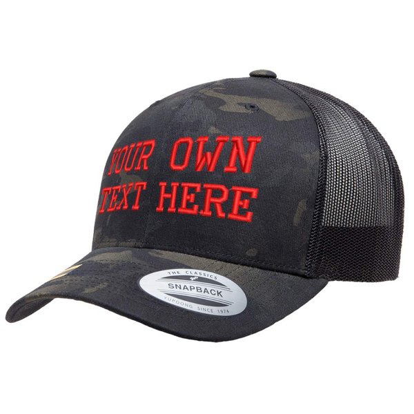 Yupoong YP Classics™ Embroidered Custom Hat Trucker Baseball Cap Snapback Adjustable Men Women Mid Profile Dad Cap Hat (Multicam Black)