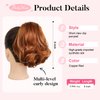 Flufymooz Ponytail Extension, 8 inch Short Claw Ponytail Extension Wavy Curly Jaw Clip in Pony tails Hair Extension Natural Synthetic Hairpiece for Women (Copper Red)