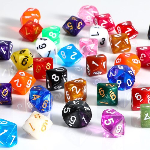 100 Pieces Polyhedral Dice Set with Black Pouch Polyhedral Dice Compatible with RPG MTG Table Games Multi Colored Assortment (10 Sided)
