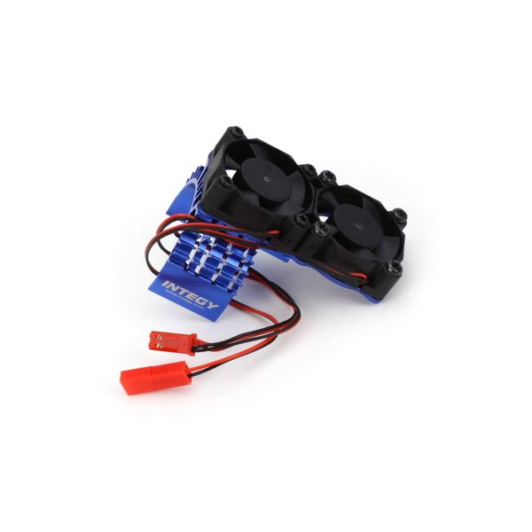Integy RC Model T8534BLUE Motor Heatsink + Twin Cooling Fan for Traxxas 1/10 Slash 4X4 (6808)
