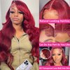 99J Burgundy Lace Front Wigs Human Hair 200 Density 26 Inch 13x4 Body Wave HD Lace Front Wigs Human Hair With Pre Plucked Glueless Red Wig Wine Red Lace Front Wigs