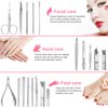 Gift for Women/Men,Nail Care kit Manicure Grooming Set with Travel Case - Yougai 18 Piece Stainless Steel Manicure Kit (Pink)…