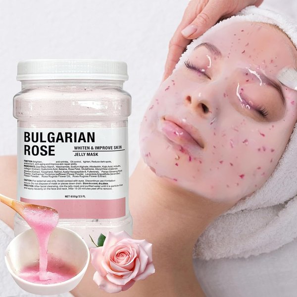 Fokiabin Jelly Mask for Facials Professional Natural Gel Face Masks,Hydrating Rubber Mask, 23 Fl Oz Jar Face Mask SkinCare(Bulgarian Rose)