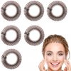 6 PCS Full Circular Stretch Comb Headbands Plastic Flexi Comb Circle Headbands with Teeth for Women's Hair Flexible Plastic Circle Comb Women Lady Stretch Plastic Full Circle Hair Comb (Brown)
