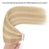 ABH AmazingBeauty Hair Pre Taped Remy Sun Kissed Highlighted Human Hair Double Sided Tape Hair Wxtensions Skin Weft, Invisible, Seamless, Dark Dirty Blonde with Platinum Ash Blonde P12-60, 22 Inch