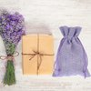 Bezall 20Pcs Burlap Bags with Drawstring 2.7 x 3.5 inch, Linen Small Party Favor Gift Bags Jewelry Pouches Sachet Sacks for Wedding, DIY Craft (Light Purple)