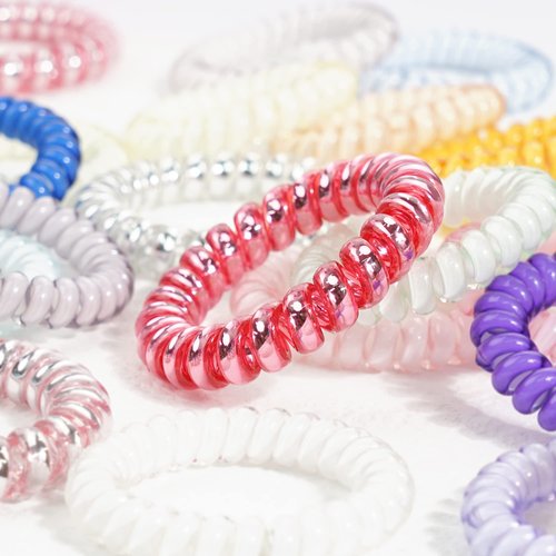 JOYOYO 40 Pack Spiral Hair Ties,Coil Hair Bands Waterproof Hair Accessories for Women Girls,Phone Cord Ponytail Holders Hair Coils Elastics for Girls Kids Teens All Hair Type