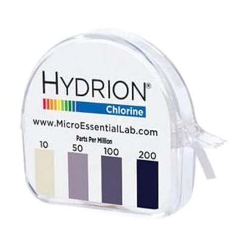 Micro Essential Lab CM-240 Hydrion Chlorine Dispenser 10-200 PPM Test Roll Plus Extra Roll 200 Tests