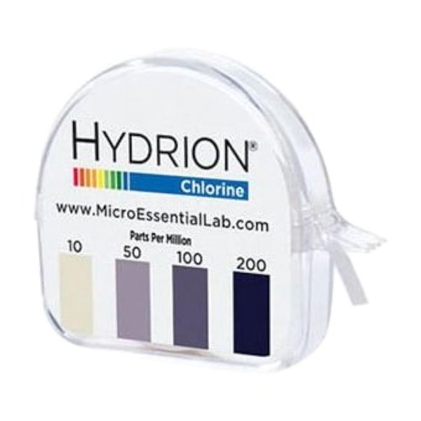 Micro Essential Lab CM-240 Hydrion Chlorine Dispenser 10-200 PPM Test Roll Plus Extra Roll 200 Tests