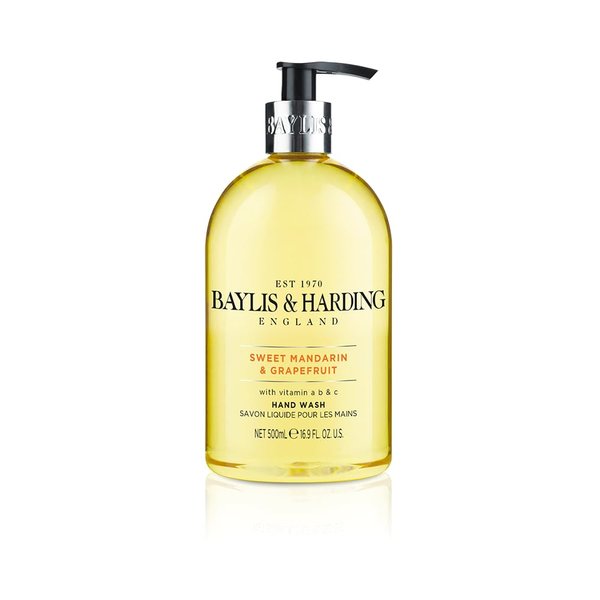 Baylis & Harding Liquid Hand Soap Wash with Dispenser, Sweet Mandarin & Grapefruit, 16.9oz/500ml