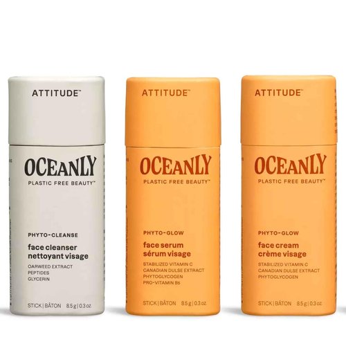 ATTITUDE Oceanly Glow Trio Skincare Box Set, EWG Verified, Plastic-free, Plant and Mineral-Based, Vegan, PHYTO GLOW, Set of 3 Travel Size Sticks
