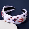 mokkia 4th of July Headband for Women American Flag Star Knotted Headbands Red White and Blue Rhinestone Crystal Top Knot Headbands Patriotic 4th of July Accessories Party Favors (Letter USA)