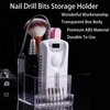 LXIANGN Nail Drill Machine & Bits Holder Storage Case,Transparent 10 Holes Nail Drill Grinding Bit Organizer Nails Manicure Tools Display Box for Nail Salon (Clear)