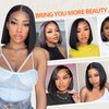 Iridescent Wear and Go Glueless Wig 13x4 Lace Front Wigs Human Hair Pre Pluck Bob Wig Human Hair Straight Hd Lace Front Wigs Human Hair Wigs for Black Woman Natural Black 8 Inch