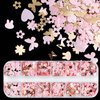 KACHIMOO Nail Glitter Sequins,12 Grids Gold Pink Nail Glitter Flakes 3D Cherry Blossoms Butterfly Nail Sequin Flakes Rabbit Heart Nail Charm Nail Accessories for Nail Art Decoration