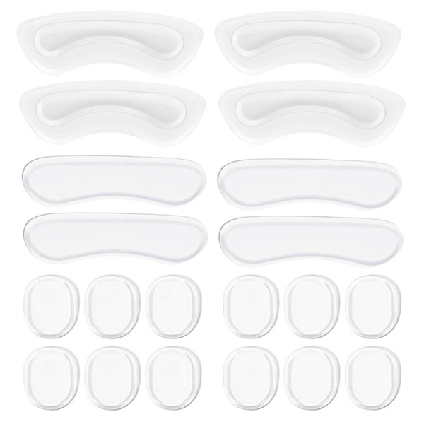 Heel Grips, 8PCS Heel Inserts, 12PCS Shoe Inserts, Gel Heel Cushion Inserts for Women Men, Adhesive Shoe Pads for Loose Shoes, Heel Slipping, Rubbing