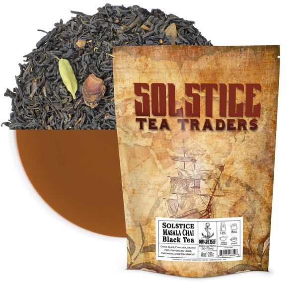 Loose Leaf Masala Chai Black Tea (8-Ounce Bulk Bag); Tea w/ Whole Spices for Authentic Chai