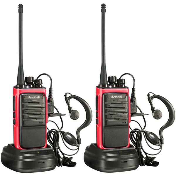 Arcshell Rechargeable Long Range Two-way Radios with Earpiece 2 Pack Arcshell AR-6 Walkie Talkies Li-ion Battery and Charger included