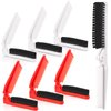 6 Pcs Folding Compact Hair Brush/Comb Travel Pocket Brush/Comb Double Headed Travel Comb Including Fine Tooth Comb and Bristle Brush for Salon Women Men Kids, Double Head (White, Red)