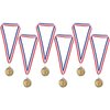 Juvale Gold Medals - 6-Pack Metal Winner Awards, Perfect for Sports, Competitions, Spelling Bees, Party Favors, 2.75 Inches Diameter with 16.3 Inch USA Ribbon