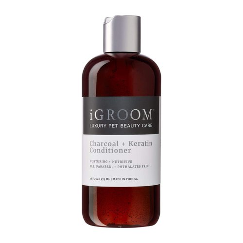 iGroom Charcoal Keratin Dog Conditioner, Luxury Pet Beauty Care, Repairs Enhances Adds Moisture, Made in USA, Summer Fig, 16oz