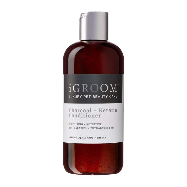 iGroom Charcoal Keratin Dog Conditioner, Luxury Pet Beauty Care, Repairs Enhances Adds Moisture, Made in USA, Summer Fig, 16oz